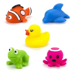 Magni 5 Badedyr and,frø,fisk,delfin,blæksprutte m.lys- Badelegetøj