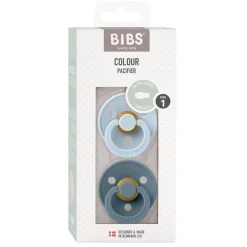 BIBS 2 pk. Colour Latex str.1 Symmetrical - baby blue/petrol- Sutter