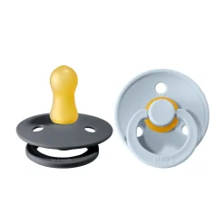 BIBS 2 pk. Colour sut 0-6 mdr. latex - iron/baby blue- Sutter