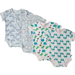 Pippi 4 Stk K/Æ Bodystockings - Lyseblå 700- Multipack|Bodystocking Kortærmet