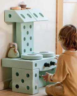 MODU 4 x Foam wheels Ocean Mint / Forest Green- Store Byggesæt|Tumlemøbler