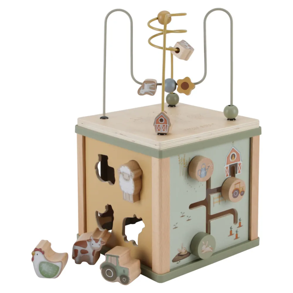 Little Dutch Aktivitetskube - Farm- Trælegetøj|Puttekasser