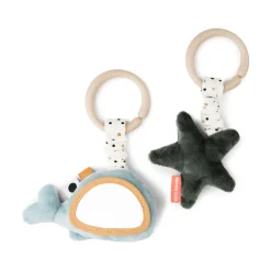 Done By Deer Aktivitetsophæng 2 stk. Wally - Blå- Legetøj Til Barnevogne & Autostole