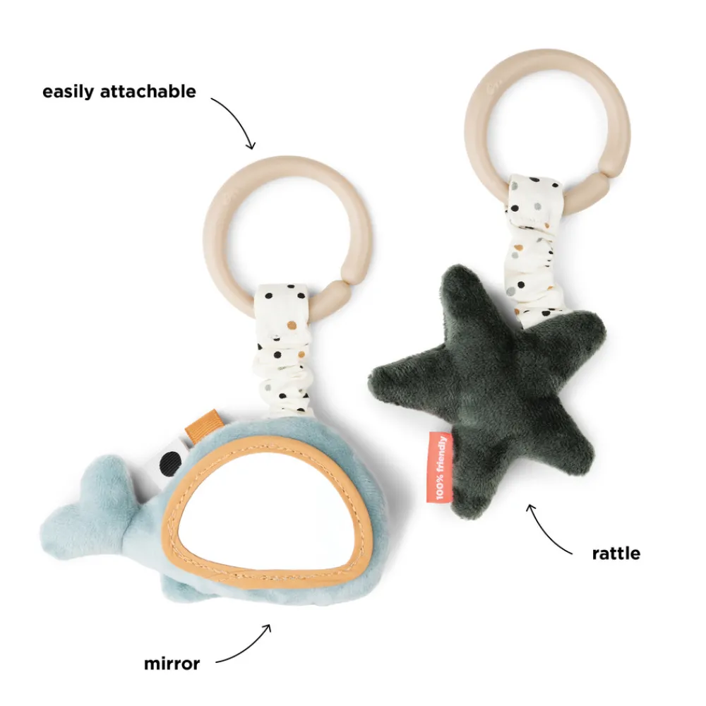 Done By Deer Aktivitetsophæng 2 stk. Wally - Blå- Legetøj Til Barnevogne & Autostole