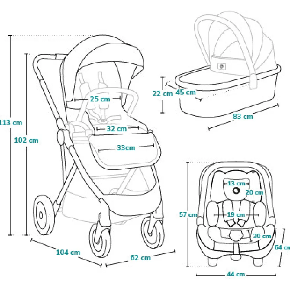 Lionelo Amber 3-i-1 - Black onyx- Kombivognspakker|Vognpakker
