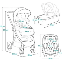 Lionelo Amber 3i1 duovogn - grey graphite- Kombivognspakker|Vognpakker