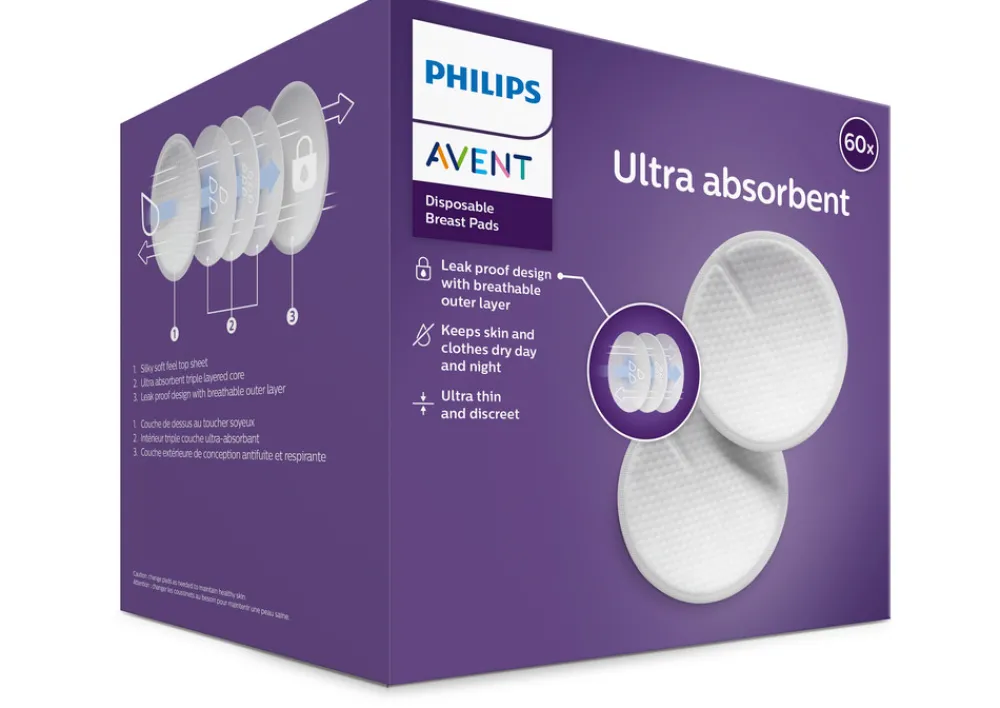 Philips Avent Ammeindlæg, Ultratynd og Absorberende, 60 stk.- Ammeindlæg/Ammebrikker