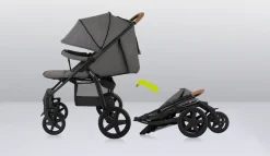 Lionelo Annet Plus klapvogn - stone caramel- Klapvogne Med Flade Sæder