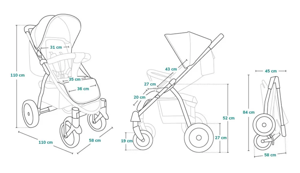 Lionelo Annet Plus klapvogn - stone caramel- Klapvogne Med Flade Sæder