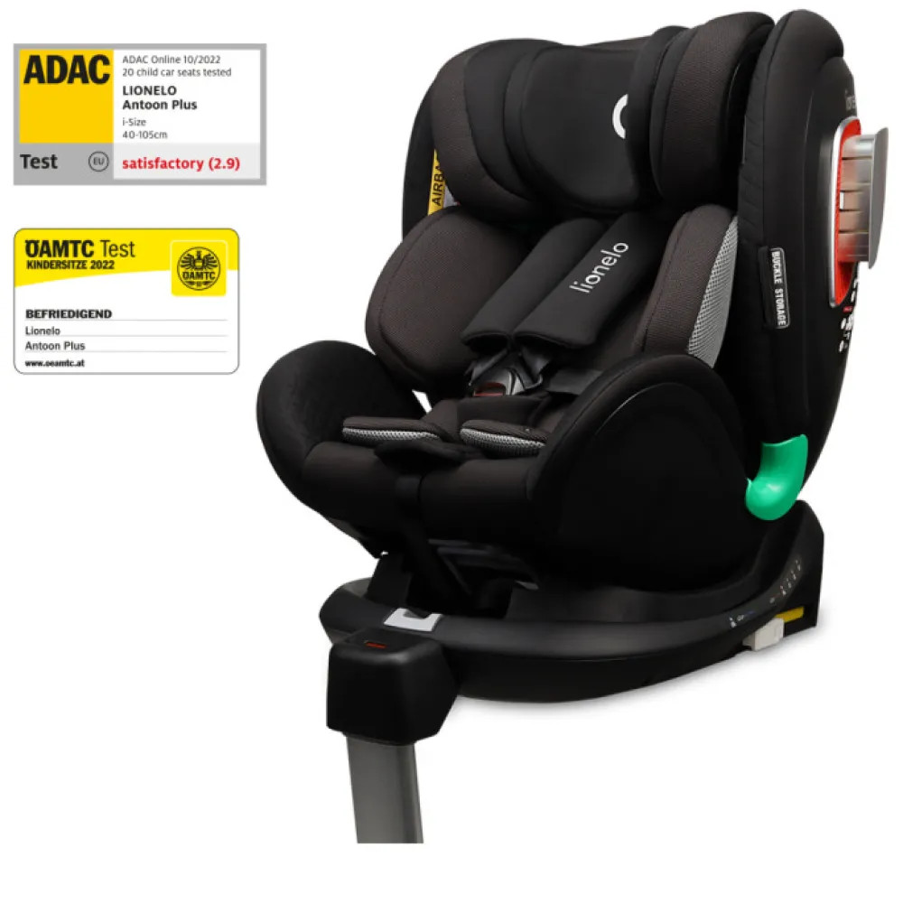 Lionelo Antoon Plus autostol - black onyx- Autostole Med Integreret Baser|Autostole 40-125 Cm (0-6 År)