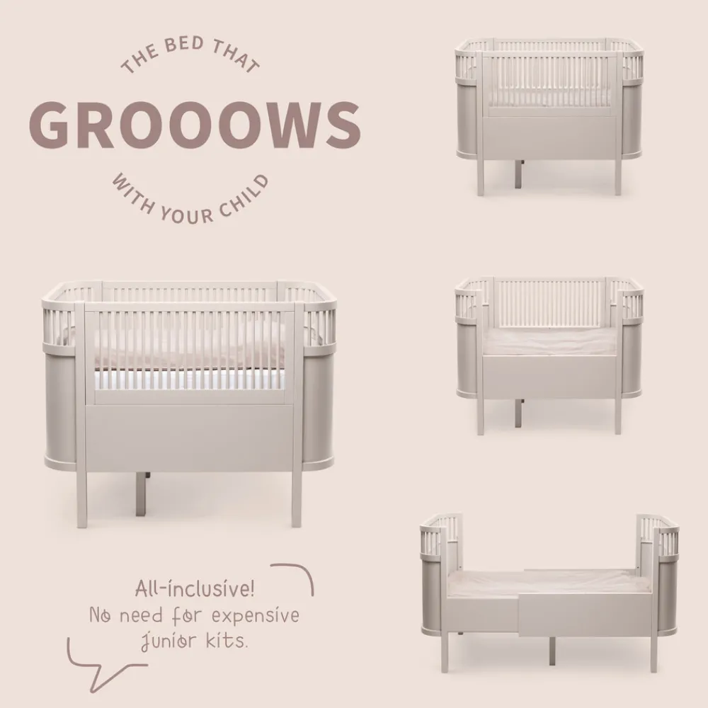 Sebra Baby & Jr. seng - birchbark rose - FSC®-Børn Tremmesenge