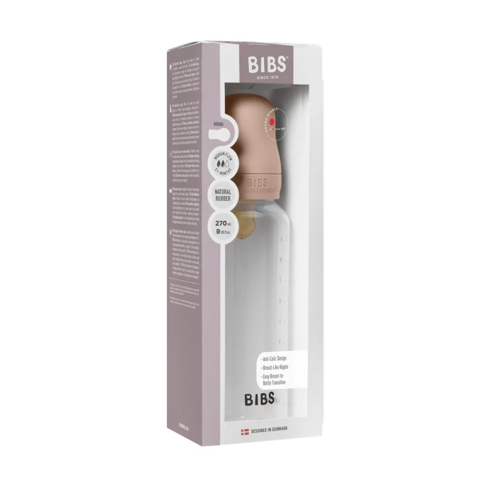 BIBS Baby Bottle Latex 1 pack 270 ml Blush- Sutteflasker