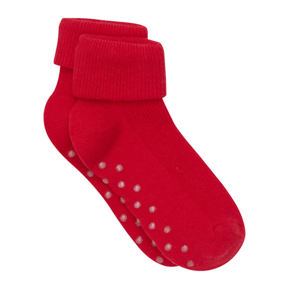 BeKids Baby rib sok m. ABS - Red- Skridsikre Strømper|Strømper