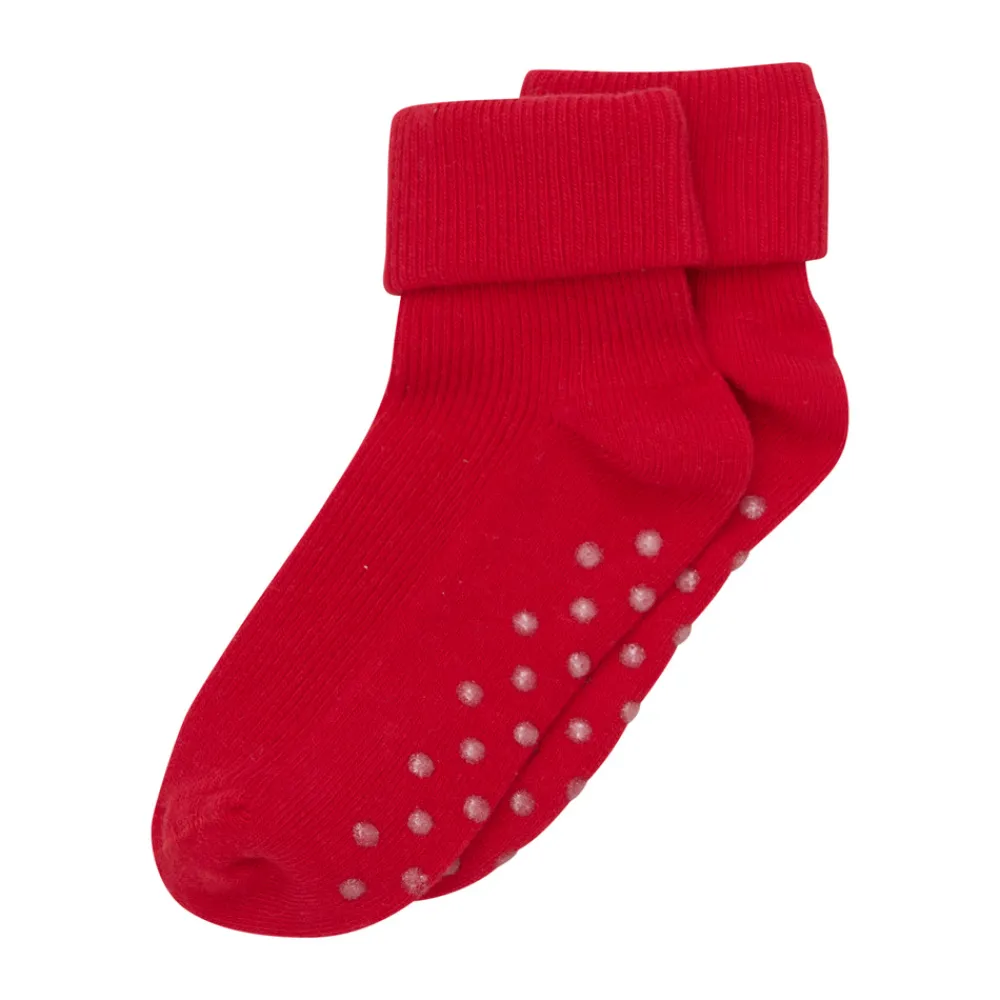 BeKids Baby rib sok m. ABS - Red- Skridsikre Strømper|Strømper