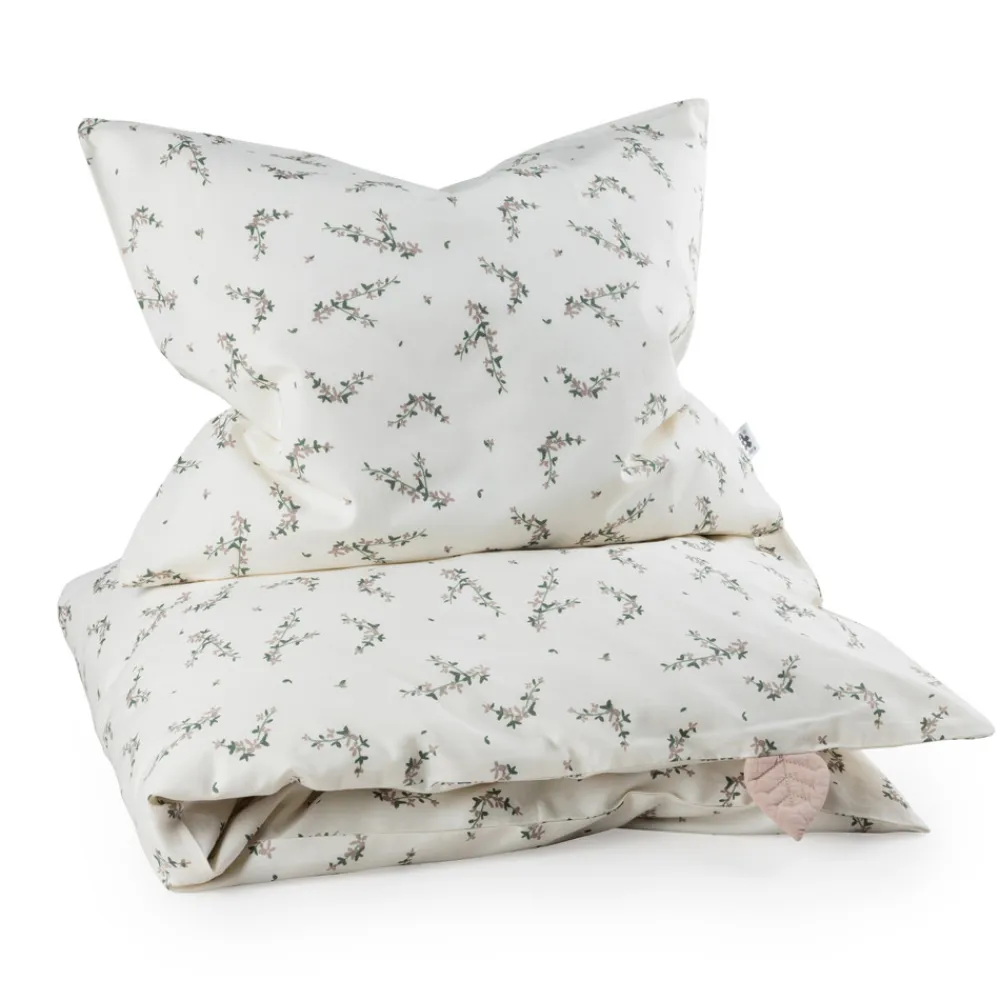 Sebra Baby sengetøj, powder blossom, beige 100x70-Børn Sengetøj