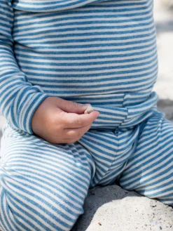 Serendipity Organics Baby Stribet Body - AZURSTRIPE- Bodystocking Langærmet