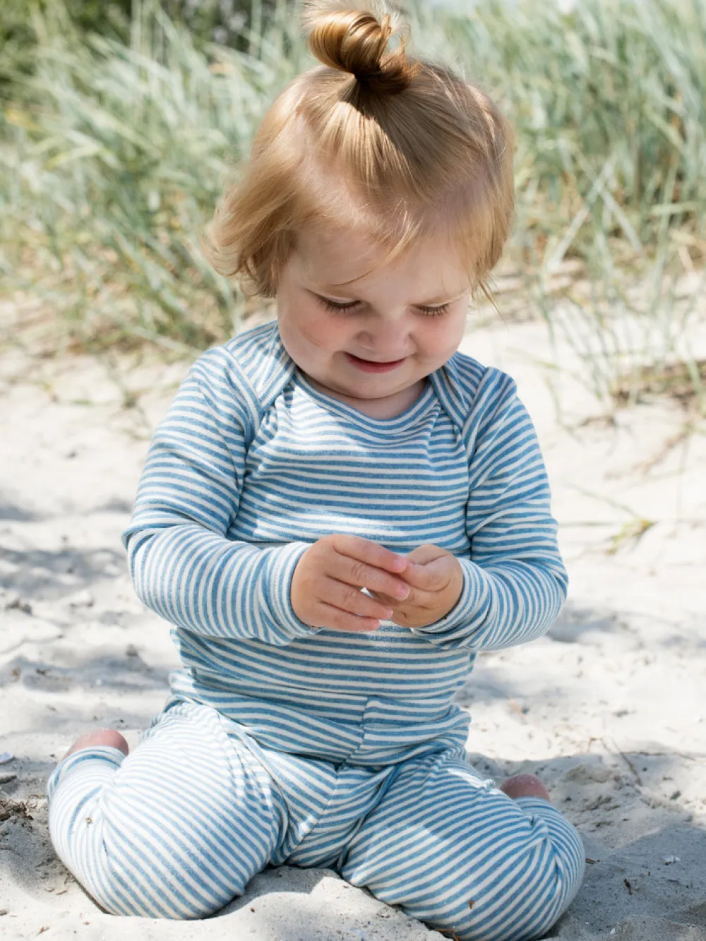 Serendipity Organics Baby Stribet Body - AZURSTRIPE- Bodystocking Langærmet