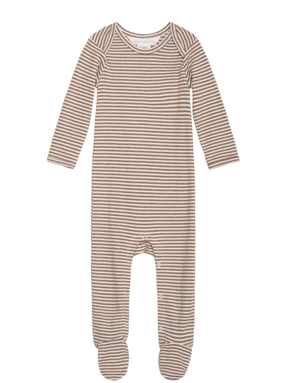 Serendipity Organics Baby Stribet Dragt - Almond/Offwhite- Heldragter M. Fod