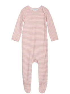 Serendipity Organics Baby Stribet Dragt - Coral/Offwhite- Heldragter M. Fod