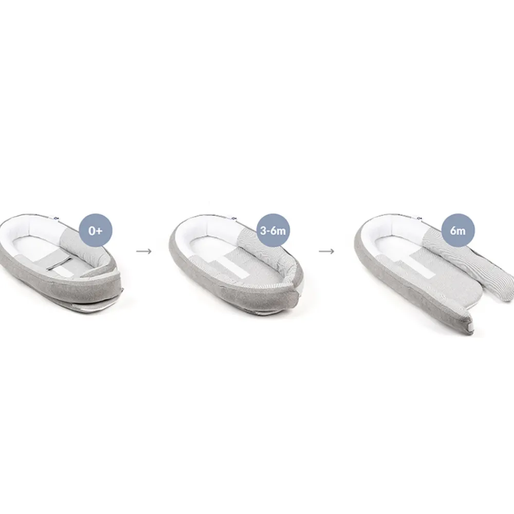 Doomoo Babynest - stribet grå-Børn Nest