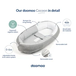 Doomoo Babynest - stribet grå-Børn Nest