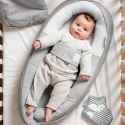 Doomoo Babynest - stribet grå-Børn Nest