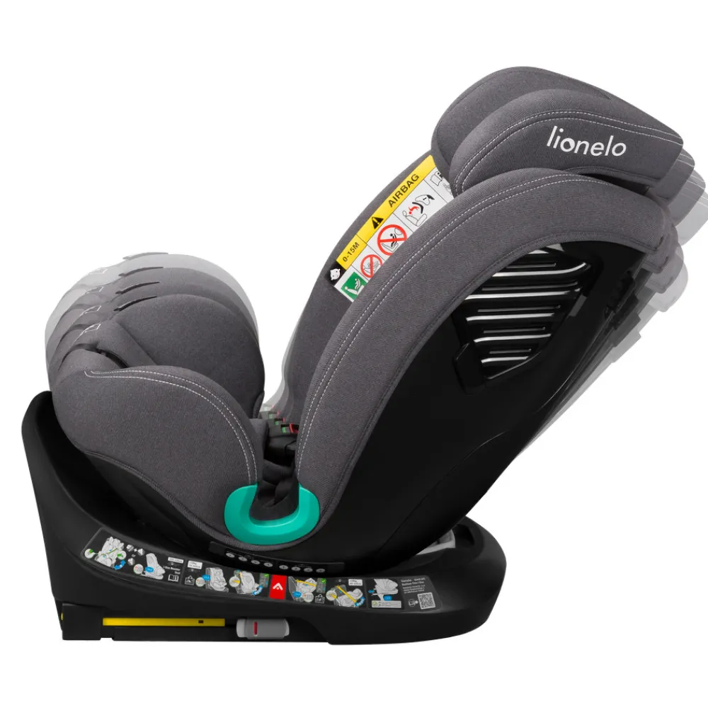 Lionelo Bastiaan one i-size - grey stone- Autostole 40-150 Cm (0-12 År)|Autostole Med Integreret Baser