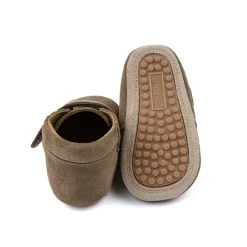 Pompom Begynder velcro season - Kakhi suede- Hjemmesko