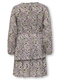 KIDS ONLY Bella ls v-neck kjole aop - CLOUDDANCE- Kjoler