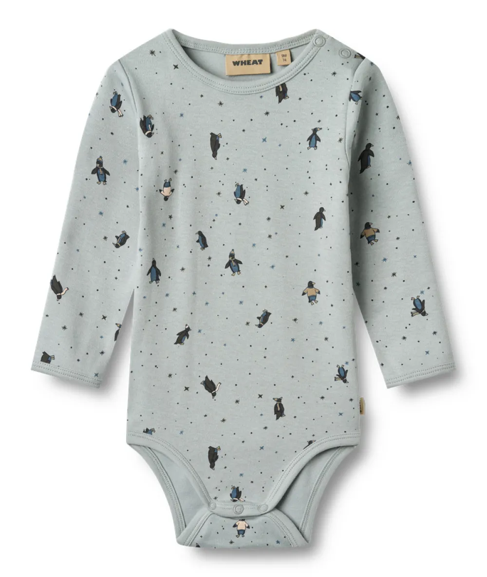 Wheat Berti Body Langærmet - Soft rain penguins- Bodystocking Langærmet
