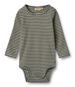 Wheat Berti Body Langærmet - Winter forest stripe- Bodystocking Langærmet