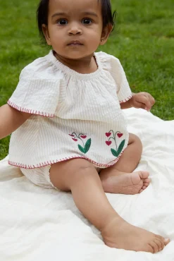 Copenhagen Colors Bæk og bølge babyset m. broderi - BERRY- Bodysæt