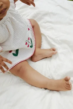 Copenhagen Colors Bæk og bølge babyset m. broderi - BERRY- Bodysæt