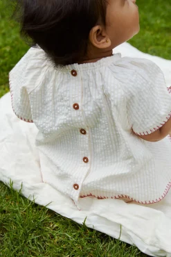 Copenhagen Colors Bæk og bølge babyset m. broderi - BERRY- Bodysæt