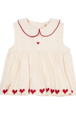 Copenhagen Colors Bæk og bølge bluse m. hjerter - DUSTY ROSE- Bluser