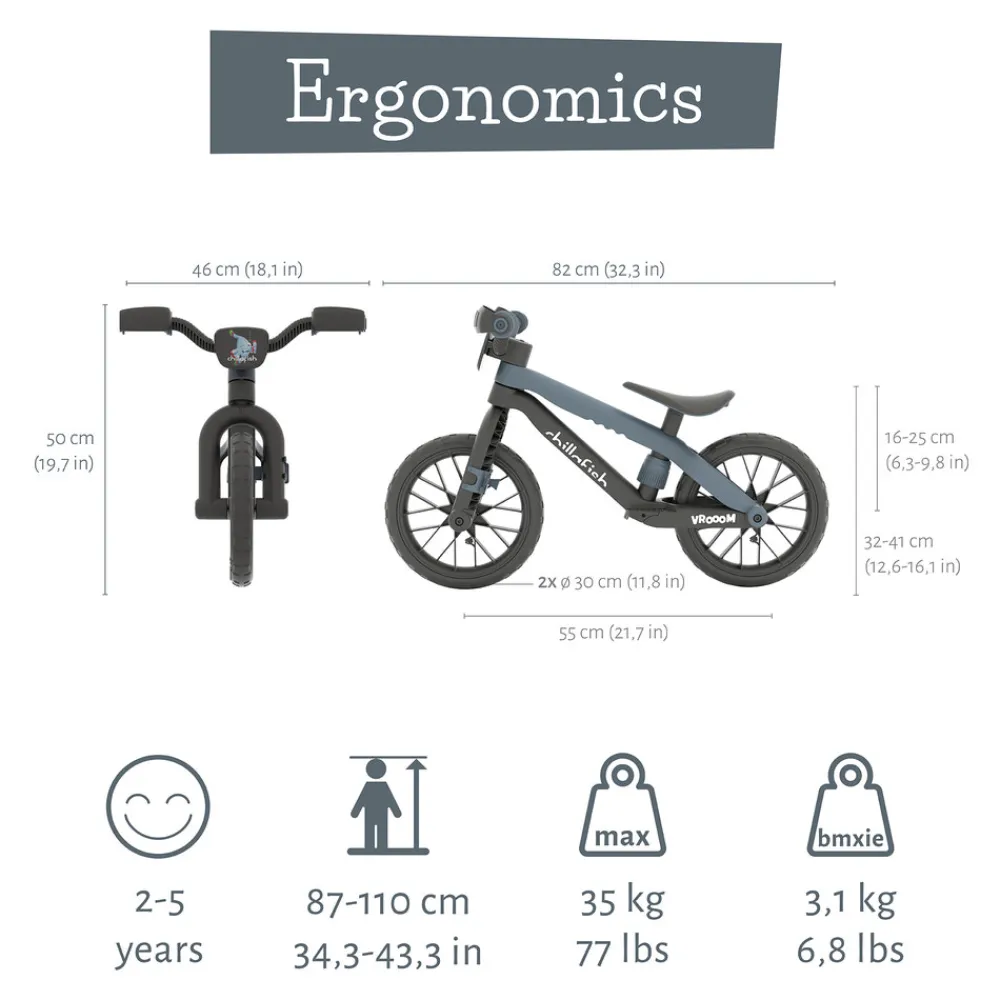 Chillafish BMXie Vrooom balancecykel - Anthracite- Løbecykler & Cykler