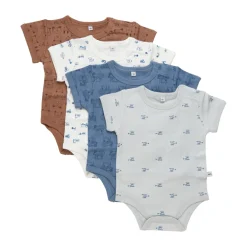 Pippi Body Kortærmet Med Print 4-Pak - 741- Multipack|Bodystocking Kortærmet