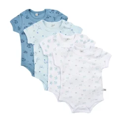 Pippi Body Kortærmet Med Print 4-Pak - 701- Multipack|Bodystocking Kortærmet
