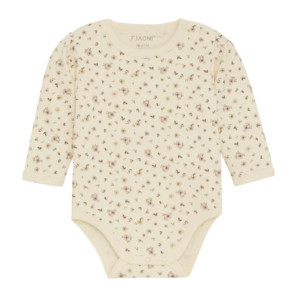 Fixoni Body langærmet m. Romper - Shadow gray- Heldragter M. Fod|Bodystocking Langærmet