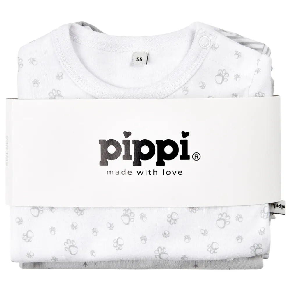 Pippi Body Langærmet Med Print 4-Pak - 190- Multipack|Bodystocking Langærmet