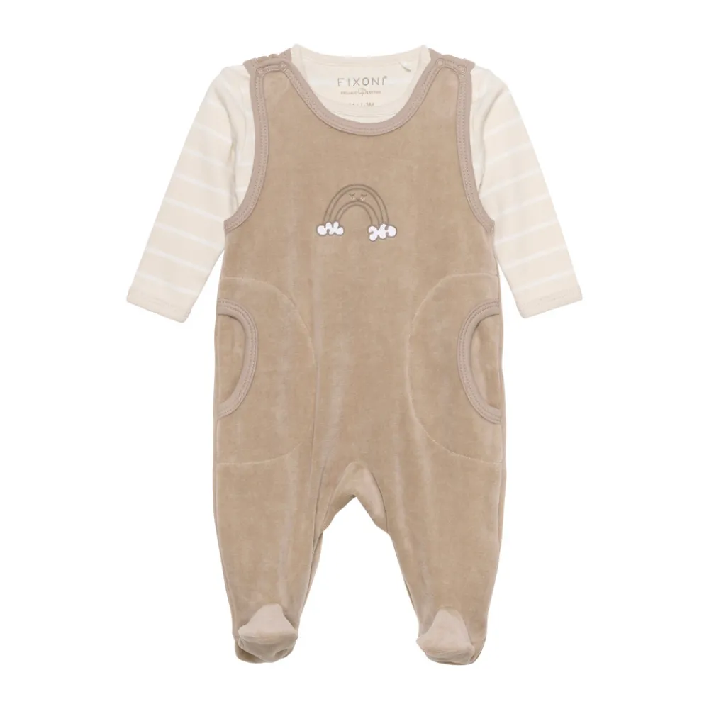 Fixoni Body langærmet m.velour romper - Dune- Bodysæt|Heldragter M. Fod