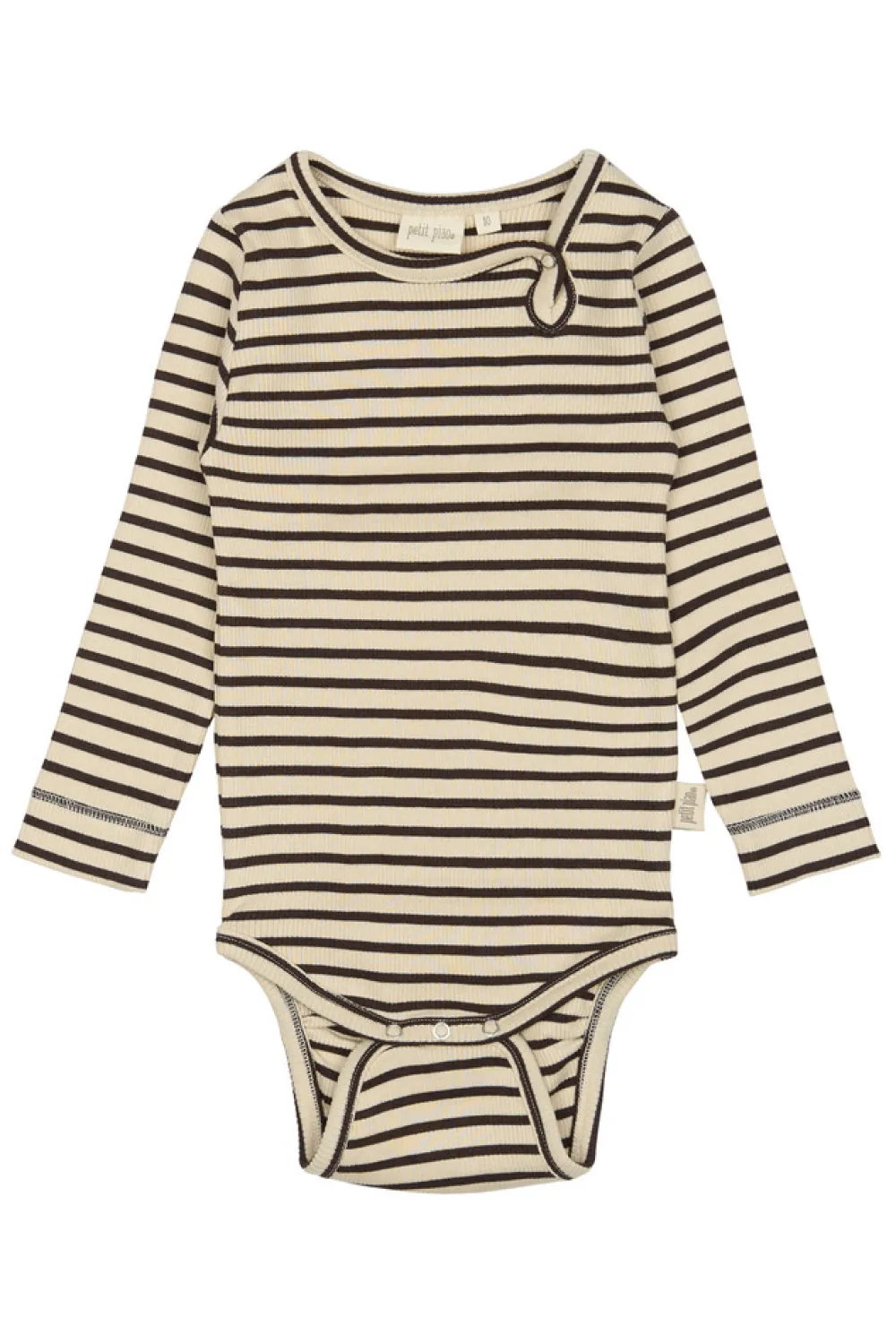 PETIT PIAO Body ls - Coffee Bean/Off White- Bodystocking Langærmet