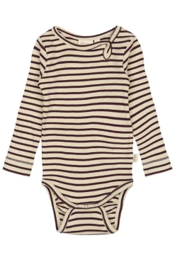 PETIT PIAO Body ls - Dark Grape/Off White- Bodystocking Langærmet