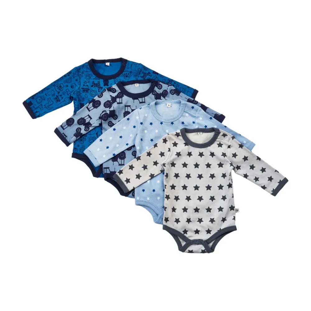 Pippi Bodystocking 4 pakke - 725/Blue- Multipack|Bodystocking Langærmet