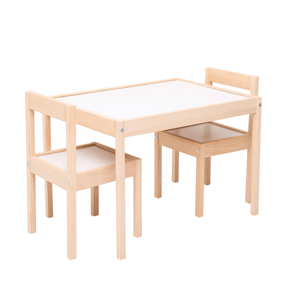 Kukka Bord- og stolesæt - hvid/natur-Børn Børneborde & Stole