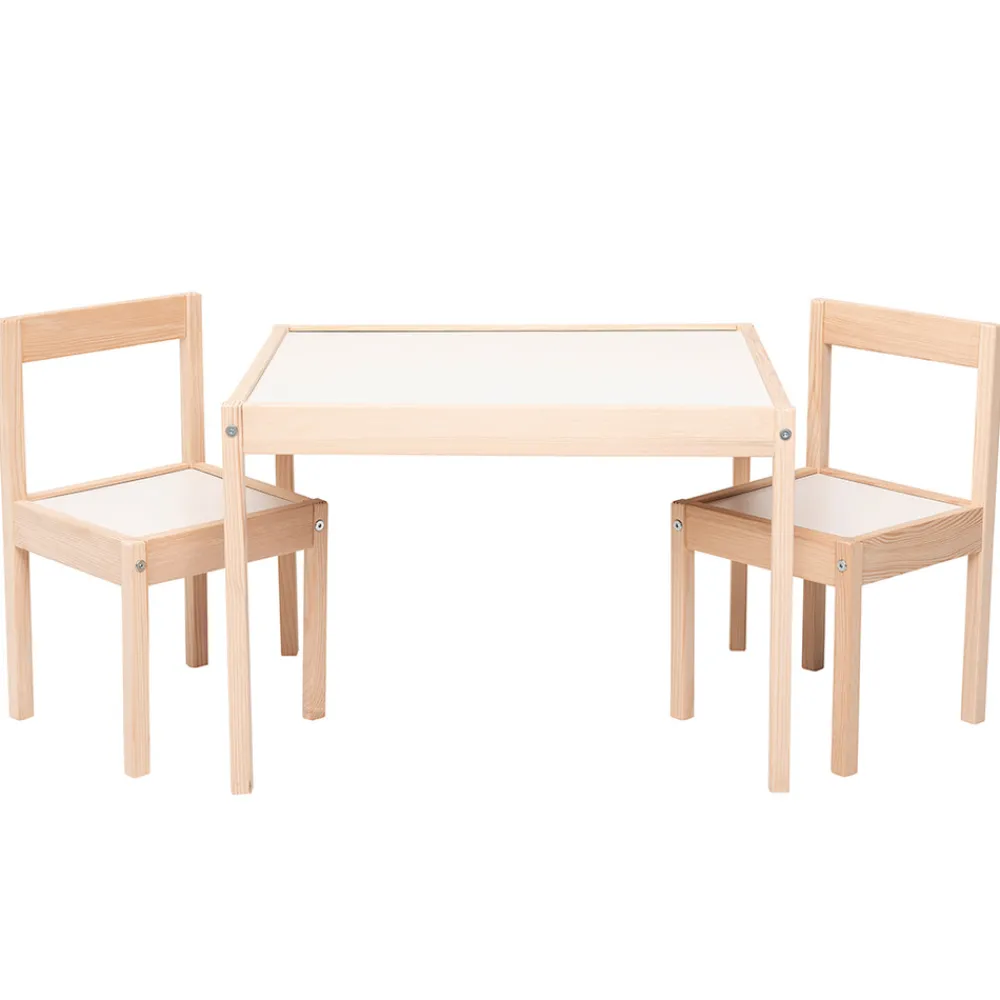Kukka Bord- og stolesæt - hvid/natur-Børn Børneborde & Stole