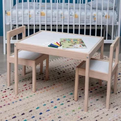 Kukka Bord- og stolesæt - hvid/natur-Børn Børneborde & Stole
