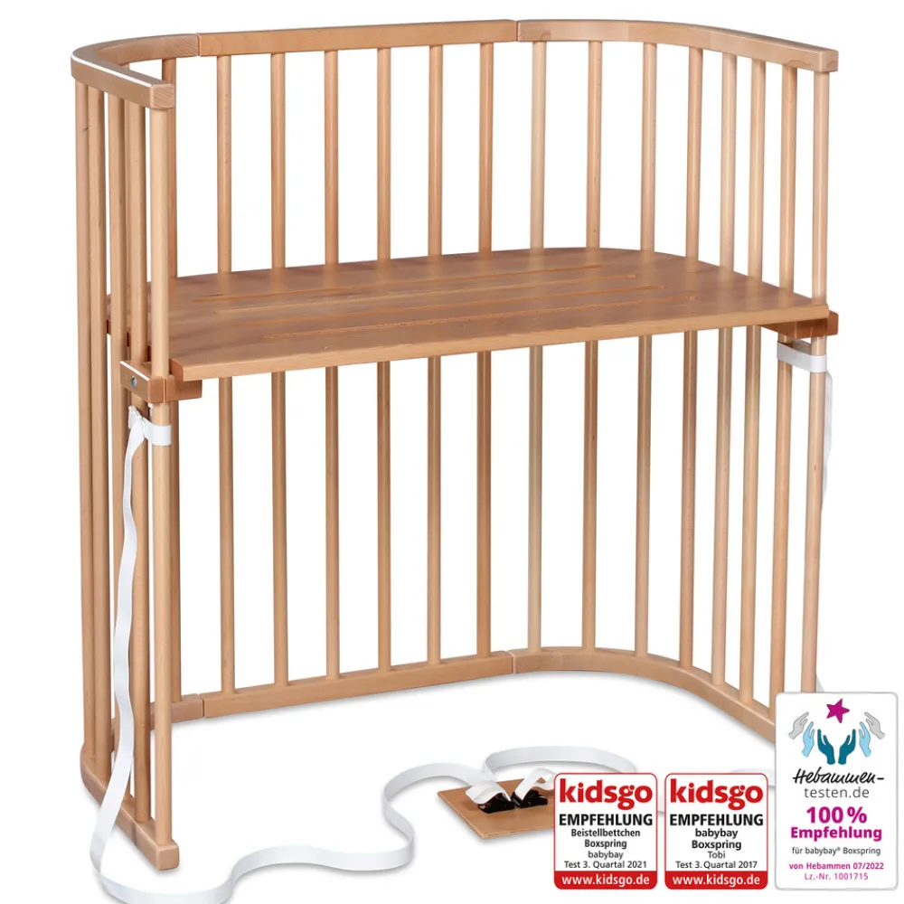 Babybay Boxspring bedside crib - natural varnished-Børn Side By Side Senge