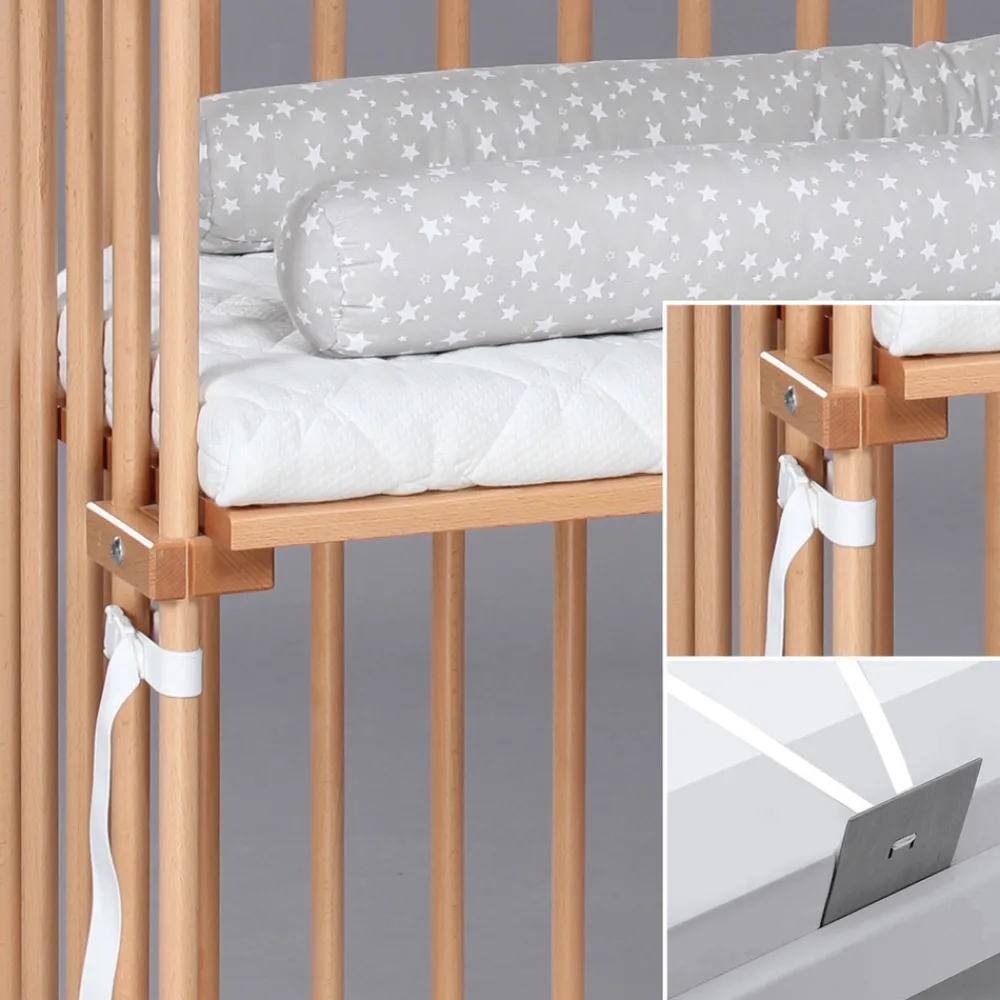 Babybay Boxspring bedside crib - natural varnished-Børn Side By Side Senge