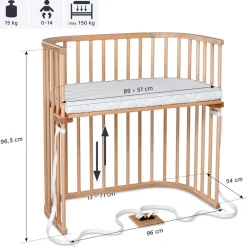 Babybay Boxspring bedside crib - natural varnished-Børn Side By Side Senge